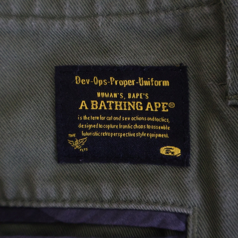 A BATHING APE(アベイシングエイプ) ミリタリー サイドポケットパンツ カーキ 001PTA301009X