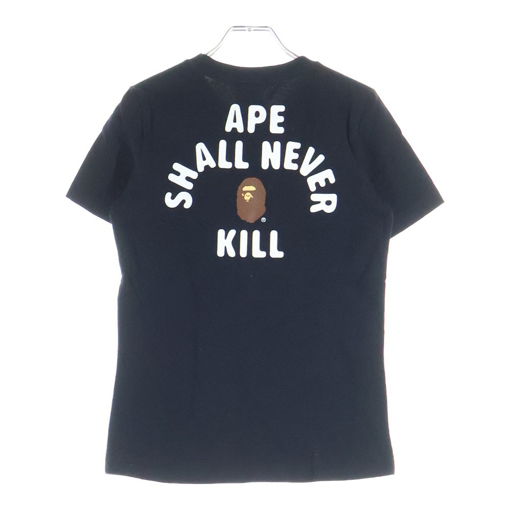 A BATHING APE(アベイシングエイプ) 両面プリント 半袖Tシャツ カットソー ブラック レディース