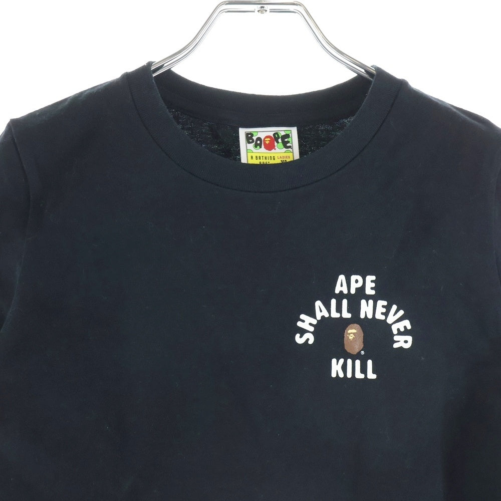 A BATHING APE(アベイシングエイプ) 両面プリント 半袖Tシャツ カットソー ブラック レディース