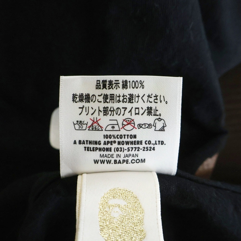 A BATHING APE(アベイシングエイプ) 両面プリント 半袖Tシャツ カットソー ブラック レディース