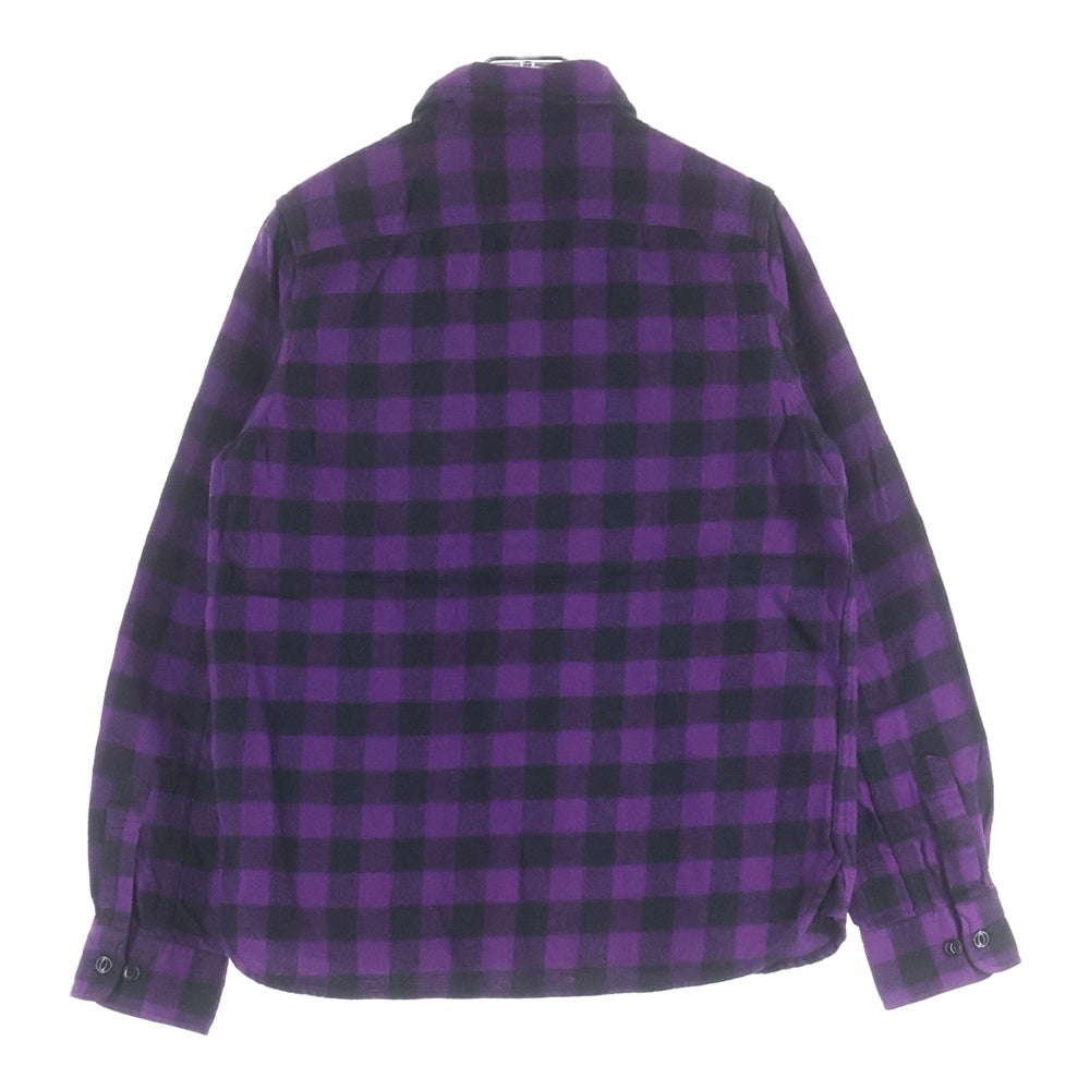 A BATHING APE(アベイシングエイプ) コットン チェック柄 ポケット 長袖シャツ パープル レディース