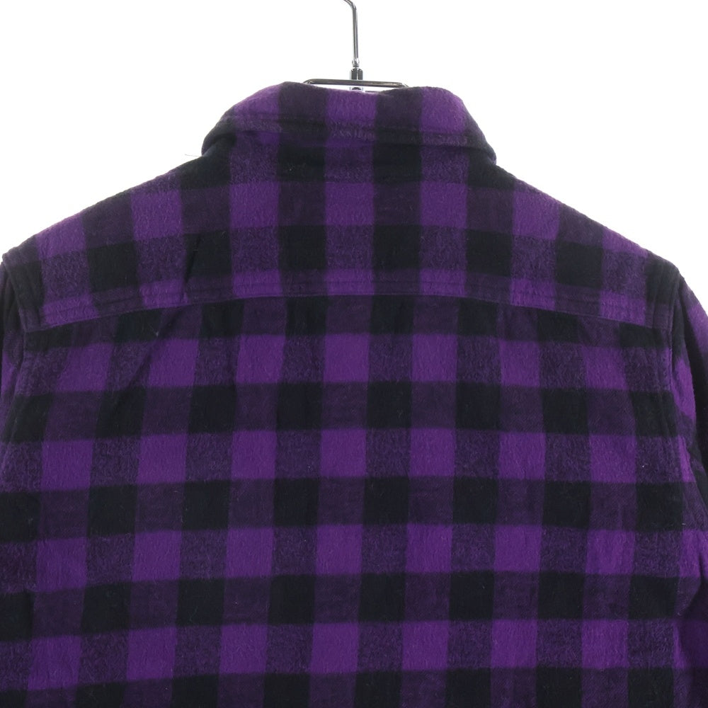 A BATHING APE(アベイシングエイプ) コットン チェック柄 ポケット 長袖シャツ パープル レディース