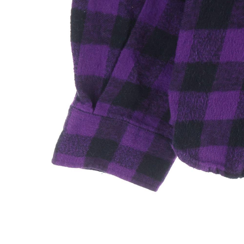 A BATHING APE(アベイシングエイプ) コットン チェック柄 ポケット 長袖シャツ パープル レディース
