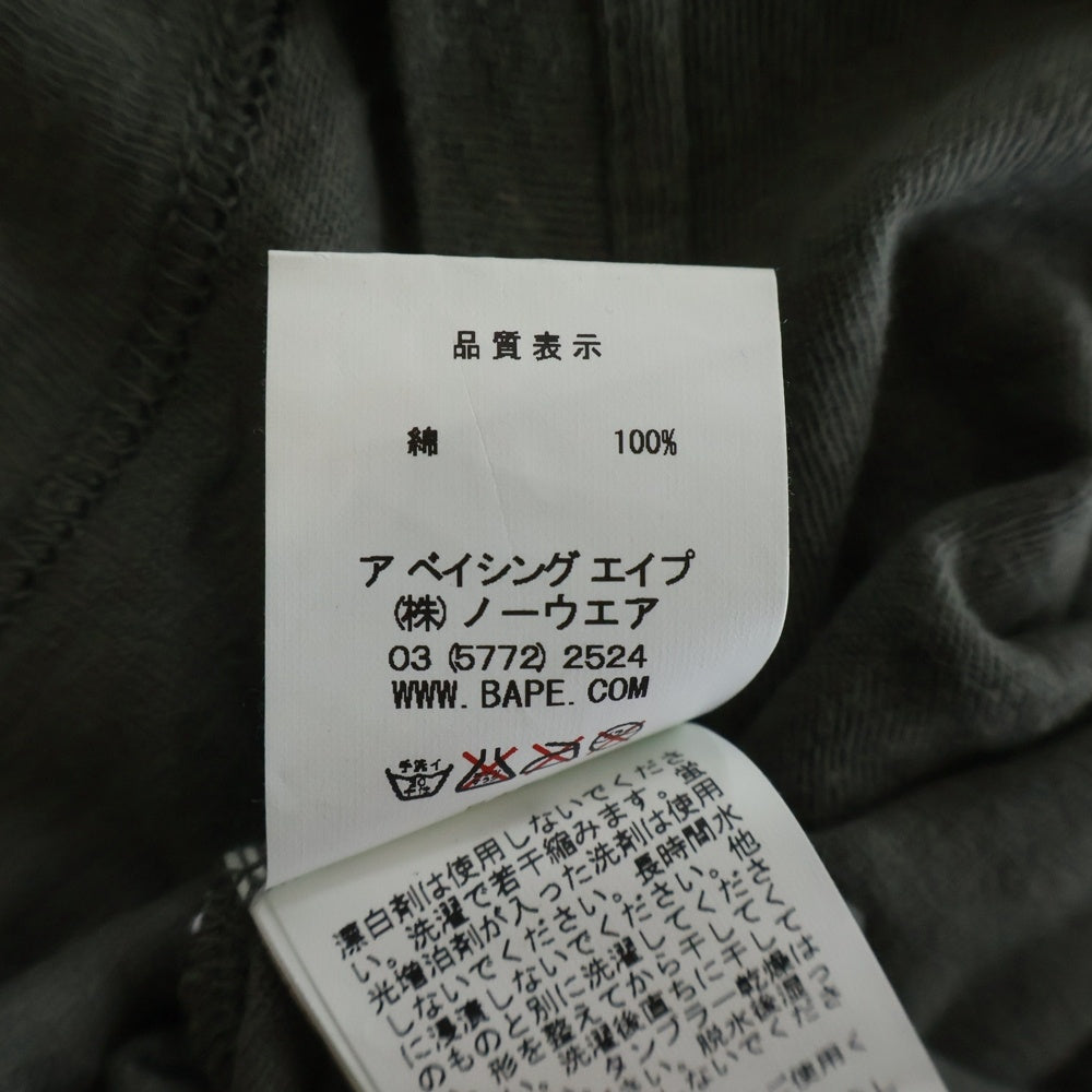 A BATHING APE(アベイシングエイプ) フロントプリント 七分丈 Tシャツ カットソー グレー レディース 1860-211-502