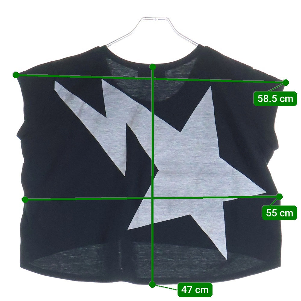 A BATHING APE(アベイシングエイプ) プリント ショート丈 Tシャツ カットソー ブラック レディース 1930-209-508