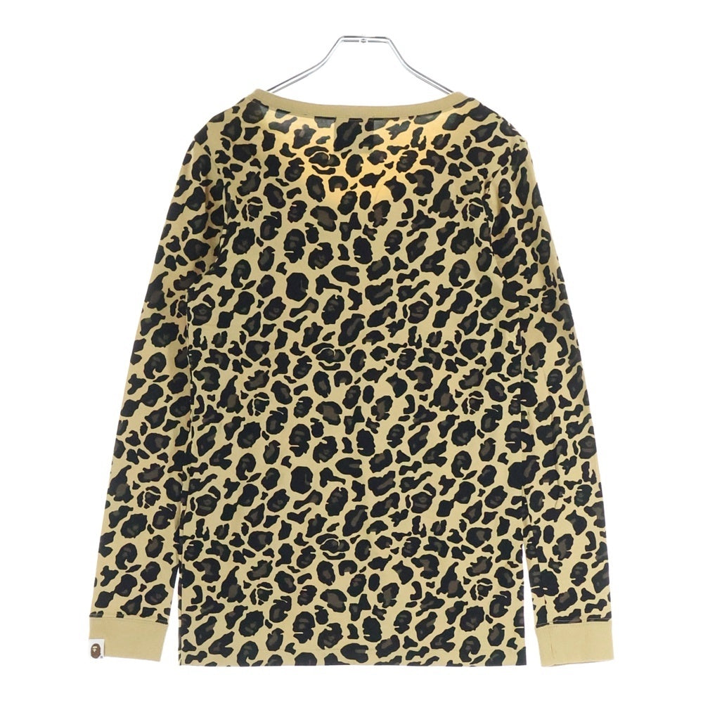 A BATHING APE(アベイシングエイプ) フロントロゴ レオパード柄 長袖Tシャツ カットソー ベージュ レディース 1860-211-506