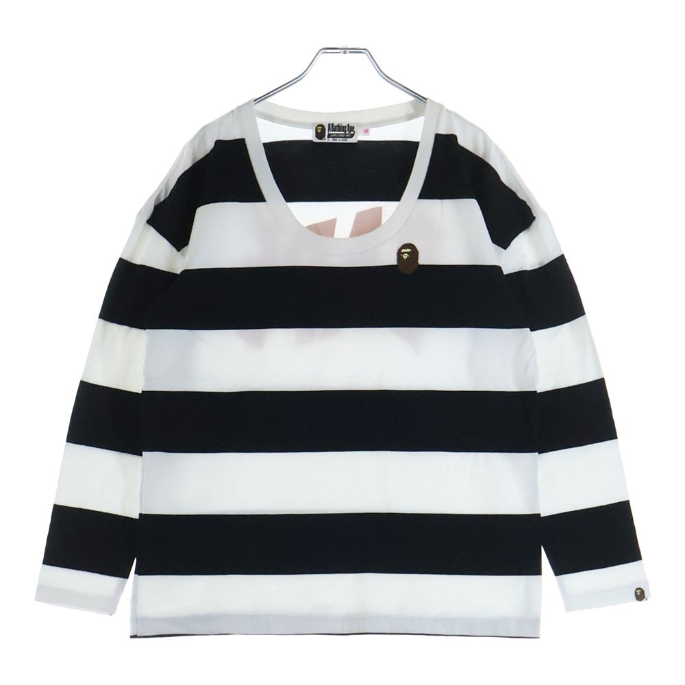 A BATHING APE(アベイシングエイプ) ボーダー長袖Tシャツ カットソー ブラック/ホワイト レディース 001LT0802512X