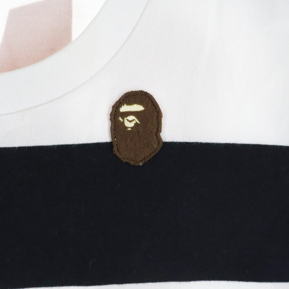 A BATHING APE(アベイシングエイプ) ボーダー長袖Tシャツ カットソー ブラック/ホワイト レディース 001LT0802512X