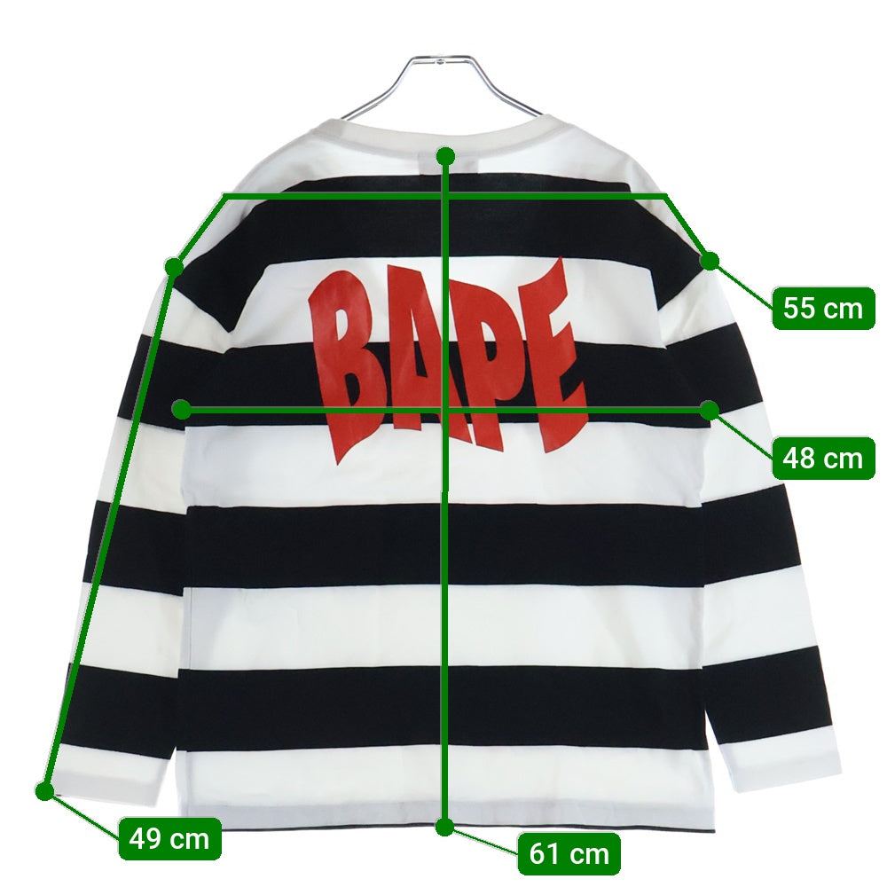 A BATHING APE(アベイシングエイプ) ボーダー長袖Tシャツ カットソー ブラック/ホワイト レディース 001LT0802512X