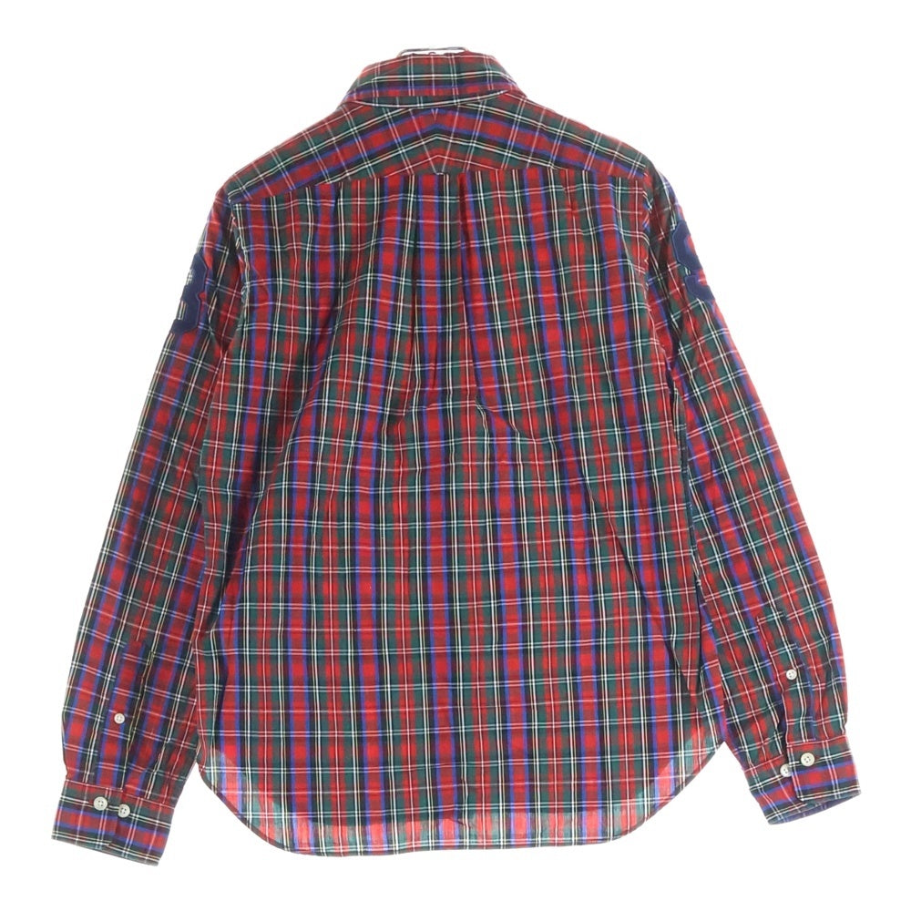 A BATHING APE(アベイシングエイプ) 刺繍ロゴ コットン チェック柄 長袖シャツ レッド レディース 001SH9802035