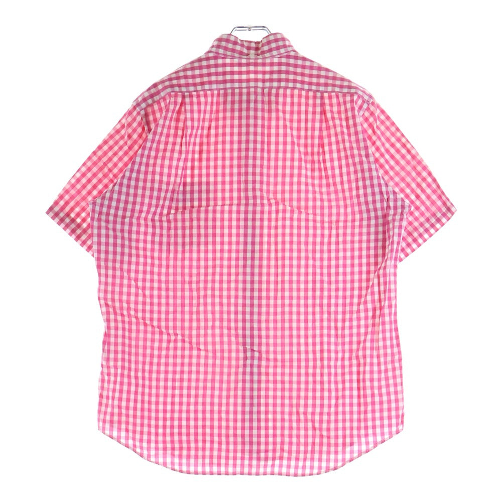 A BATHING APE(アベイシングエイプ) フロントロゴ コットン ギンガムチェック柄 半袖シャツ ピンク