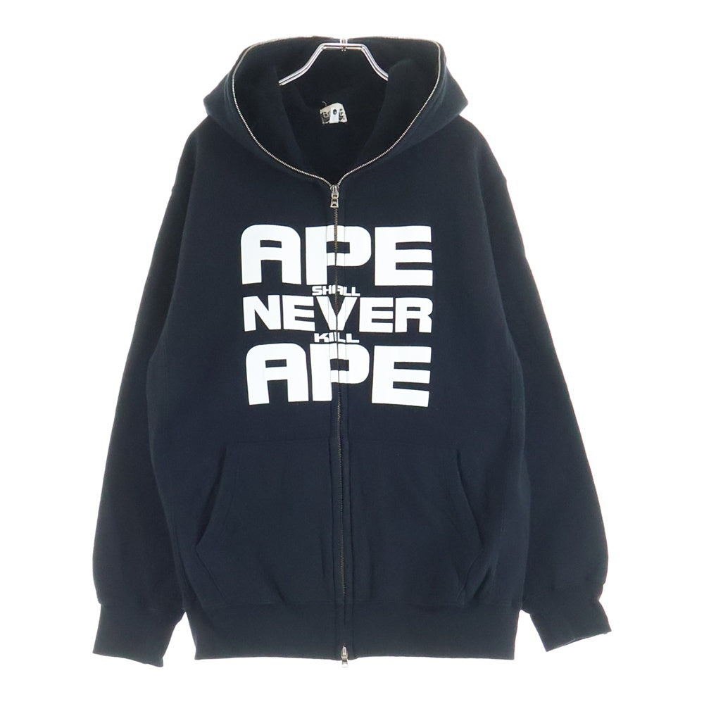 A BATHING APE(アベイシングエイプ) ASNKA ソルジャーロゴ フルジップ プルオーバーパーカー フーディー ブラック