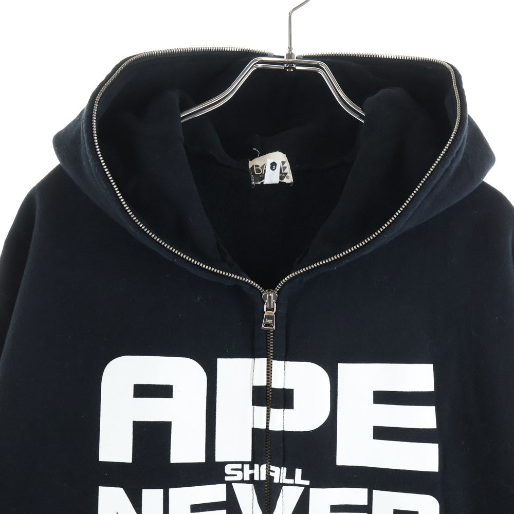 A BATHING APE(アベイシングエイプ) ASNKA ソルジャーロゴ フルジップ プルオーバーパーカー フーディー ブラック
