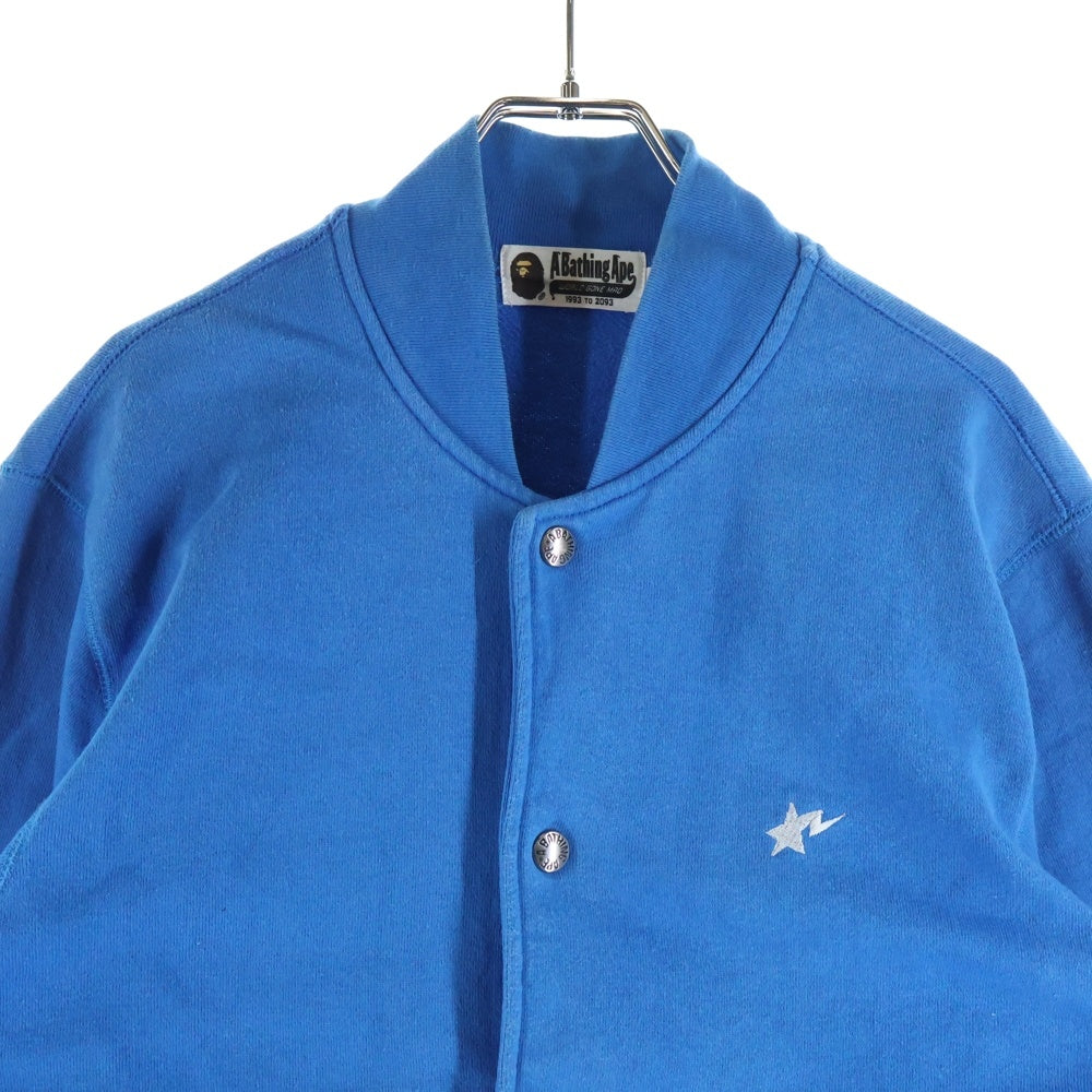 A BATHING APE(アベイシングエイプ) 刺繍ロゴ ボンバージャケット ブルー 001SWA301004X