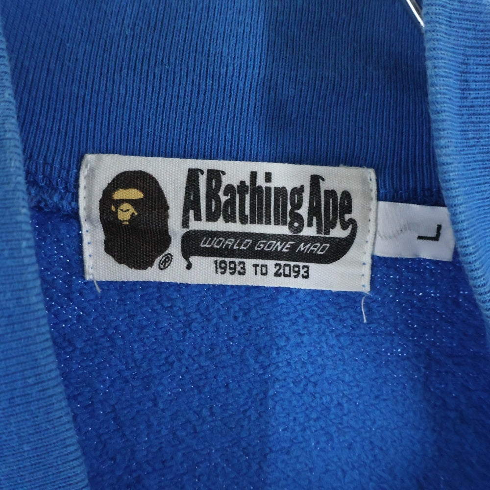 A BATHING APE(アベイシングエイプ) 刺繍ロゴ ボンバージャケット ブルー 001SWA301004X