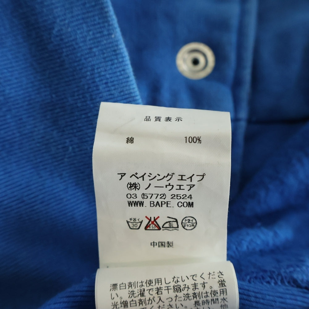 A BATHING APE(アベイシングエイプ) 刺繍ロゴ ボンバージャケット ブルー 001SWA301004X