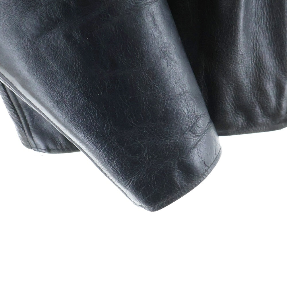 A BATHING APE(アベイシングエイプ) ×Schott ショット 裏地カモ柄 レザーシングル ライダースジャケット ブラック