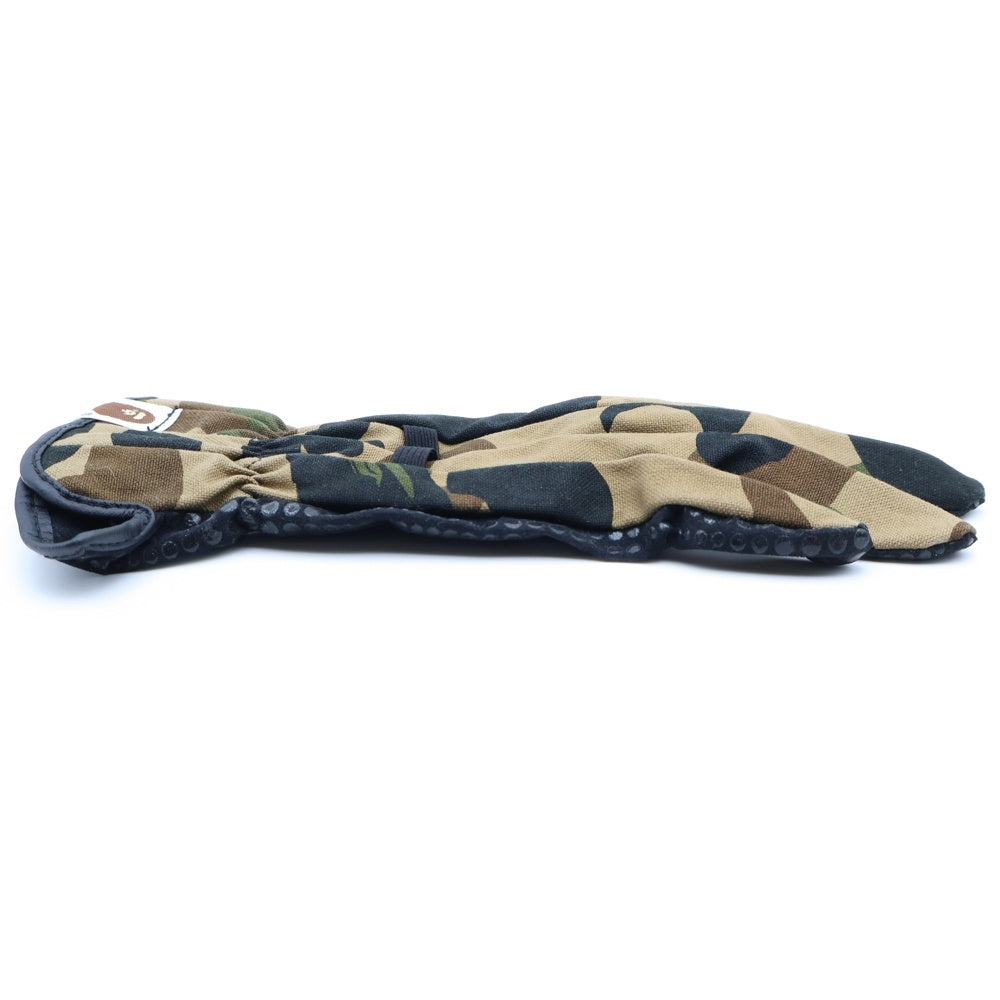 A BATHING APE(アベイシングエイプ) コットン カモ柄 手袋 カーキ
