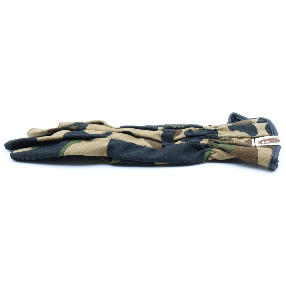 A BATHING APE(アベイシングエイプ) コットン カモ柄 手袋 カーキ