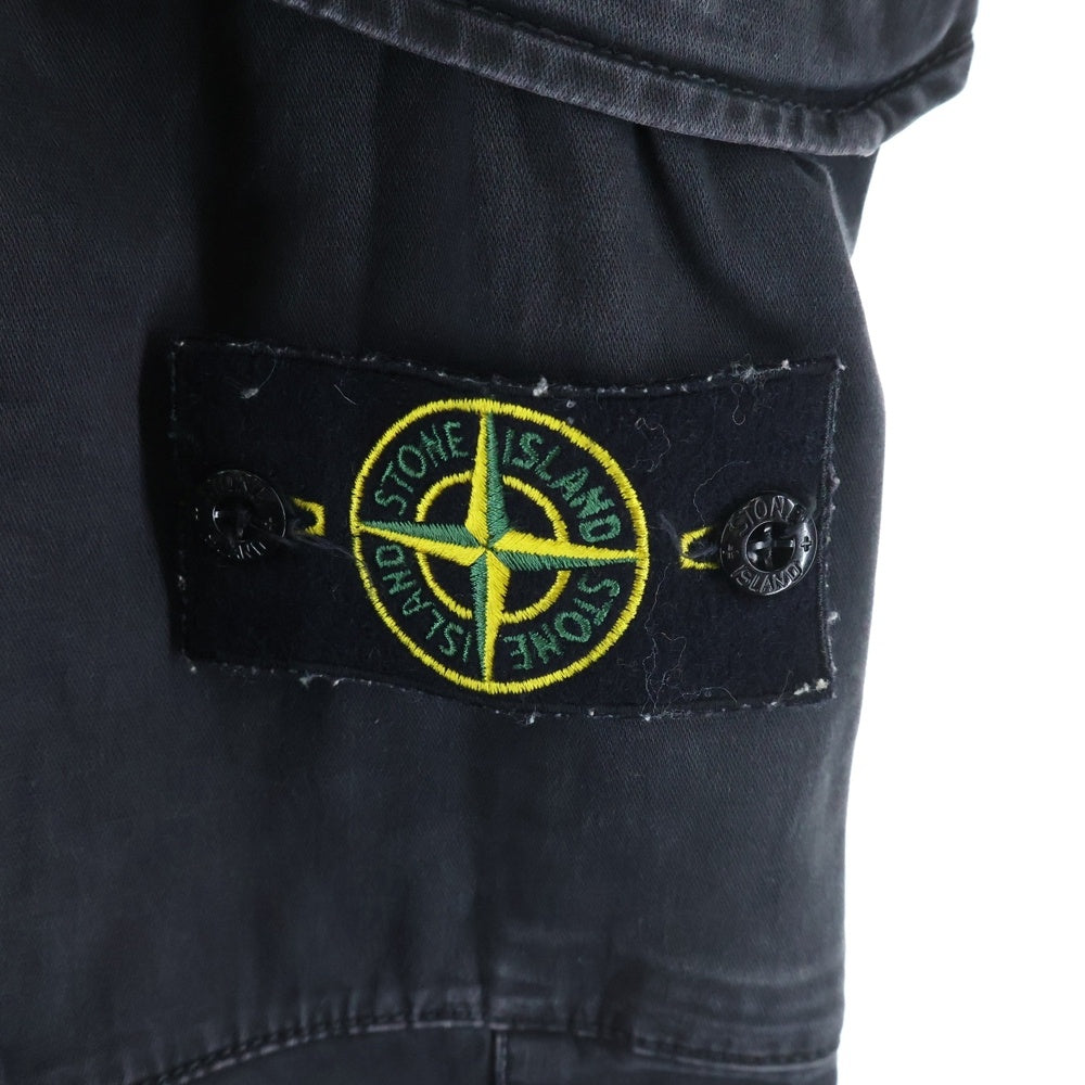 STONE ISLAND(ストーンアイランド) TYPE RE-T ガーメントダイ サイドロゴワッペン カーゴパンツ ブラック
