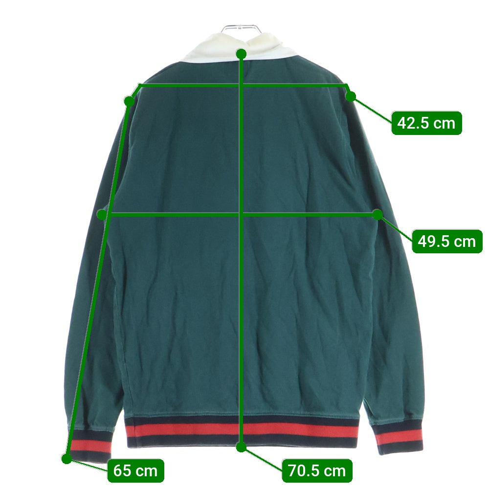 STUSSY(ステューシー) Long Sleeve Polo Shirt 長袖ポロシャツ ラガーシャツ グリーン/レッド/ホワイト/ブラック