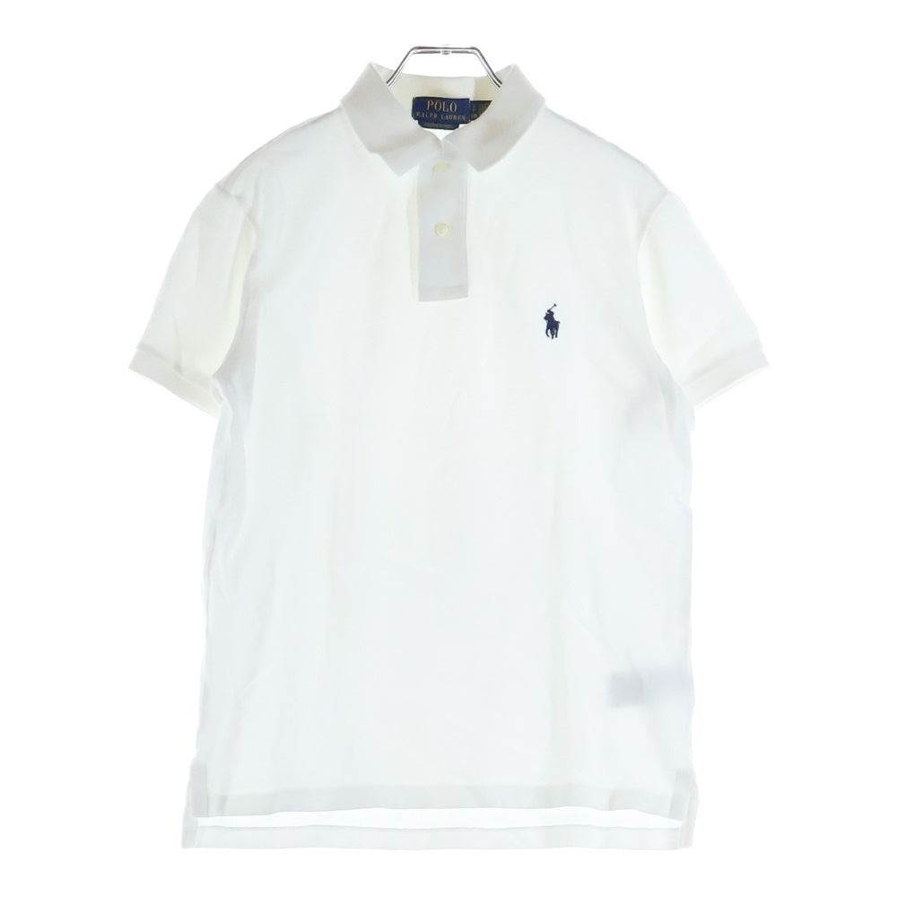 POLO RALPH LAUREN(ポロラルフローレン) CUSTOM SLIM FIT 胸ロゴ刺繍 半袖コットンポロシャツ ホワイト