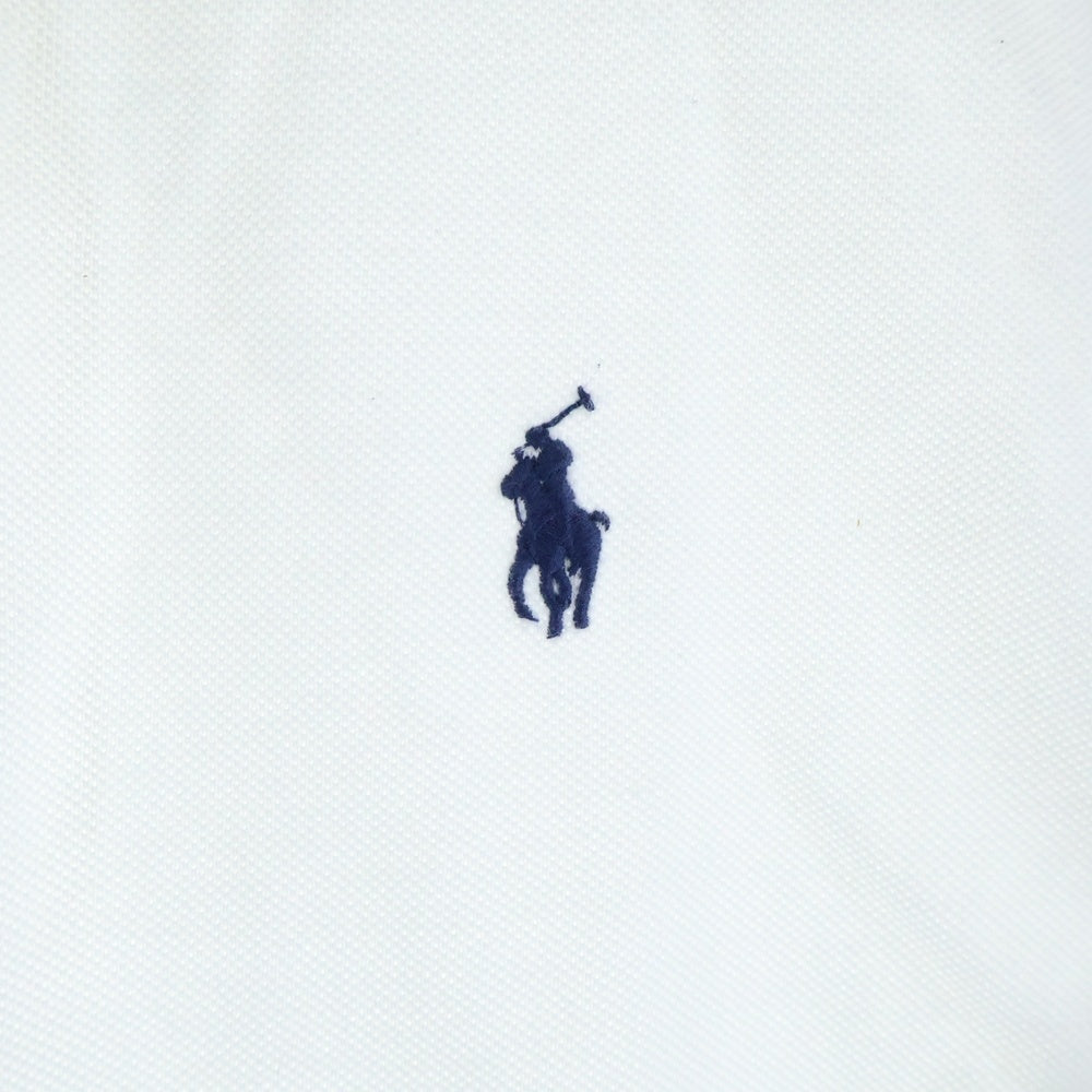 POLO RALPH LAUREN(ポロラルフローレン) CUSTOM SLIM FIT 胸ロゴ刺繍 半袖コットンポロシャツ ホワイト