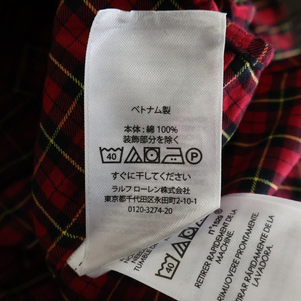 POLO RALPH LAUREN(ポロラルフローレン) 長袖チェックシャツ ボタンダウン 胸ロゴ刺繍 レッド/イエロー