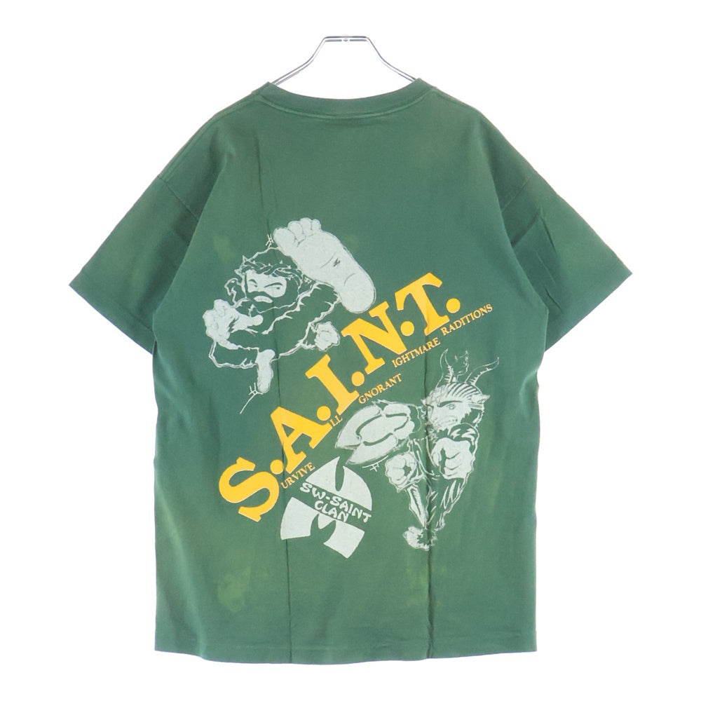 SAINT MICHAEL(セントマイケル) 24SS SW SS TEE SAINT CLAN 半袖Tシャツ カットソー グリーン SM-YS8-0000-C16