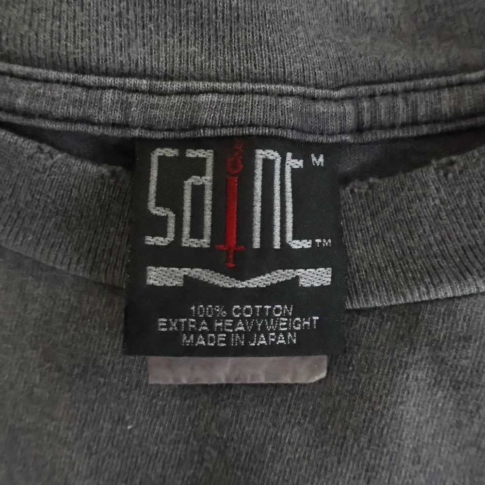 SAINT MICHAEL(セントマイケル) 24SS ヴィンテージ加工 Baaプリン 半袖トTシャツ カットソー ブラック SM-YS8-0000-005