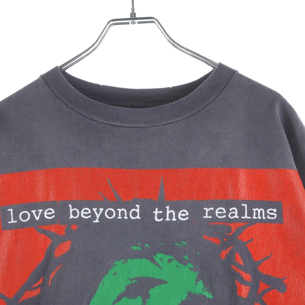 SAINT MICHAEL(セントマイケル) 24SS ヴィンテージ加工 LOVE BEYOND 半袖Tシャツ カットソー ブラック SM-YS8-0000-C23