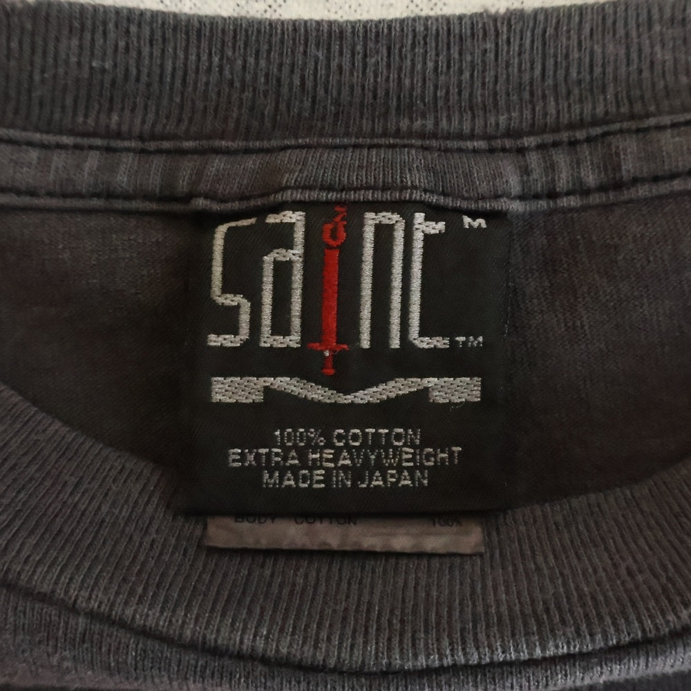 SAINT MICHAEL(セントマイケル) 24SS ヴィンテージ加工 LOVE BEYOND 半袖Tシャツ カットソー ブラック SM-YS8-0000-C23