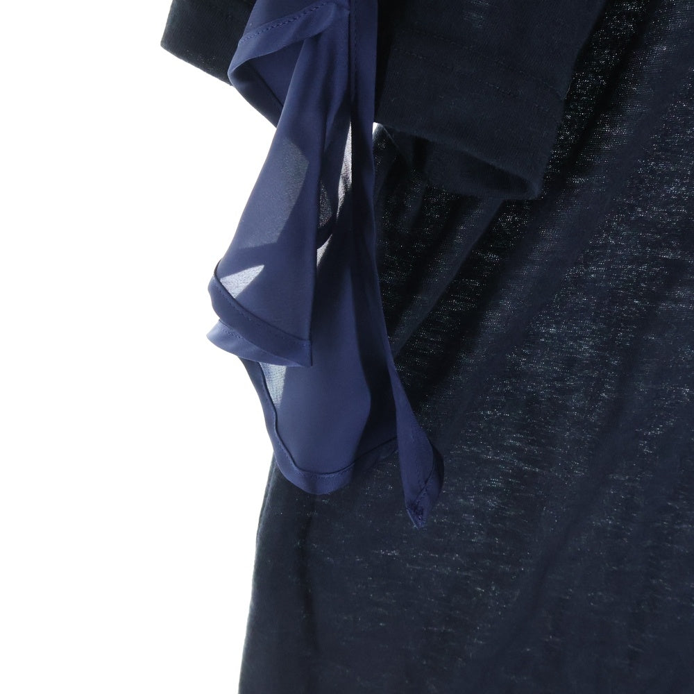 Sacai(サカイ) 18SS ラッフルフリルドッキング 半袖Tシャツ カットソー ネイビー レディース 18-03851