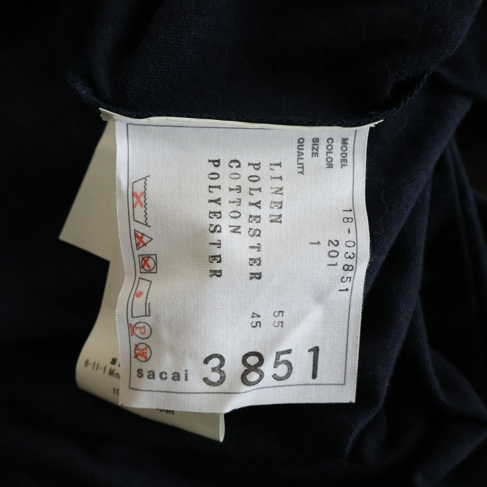 Sacai(サカイ) 18SS ラッフルフリルドッキング 半袖Tシャツ カットソー ネイビー レディース 18-03851
