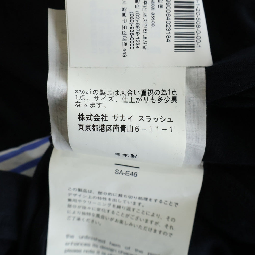 Sacai(サカイ) 18SS ラッフルフリルドッキング 半袖Tシャツ カットソー ネイビー レディース 18-03851