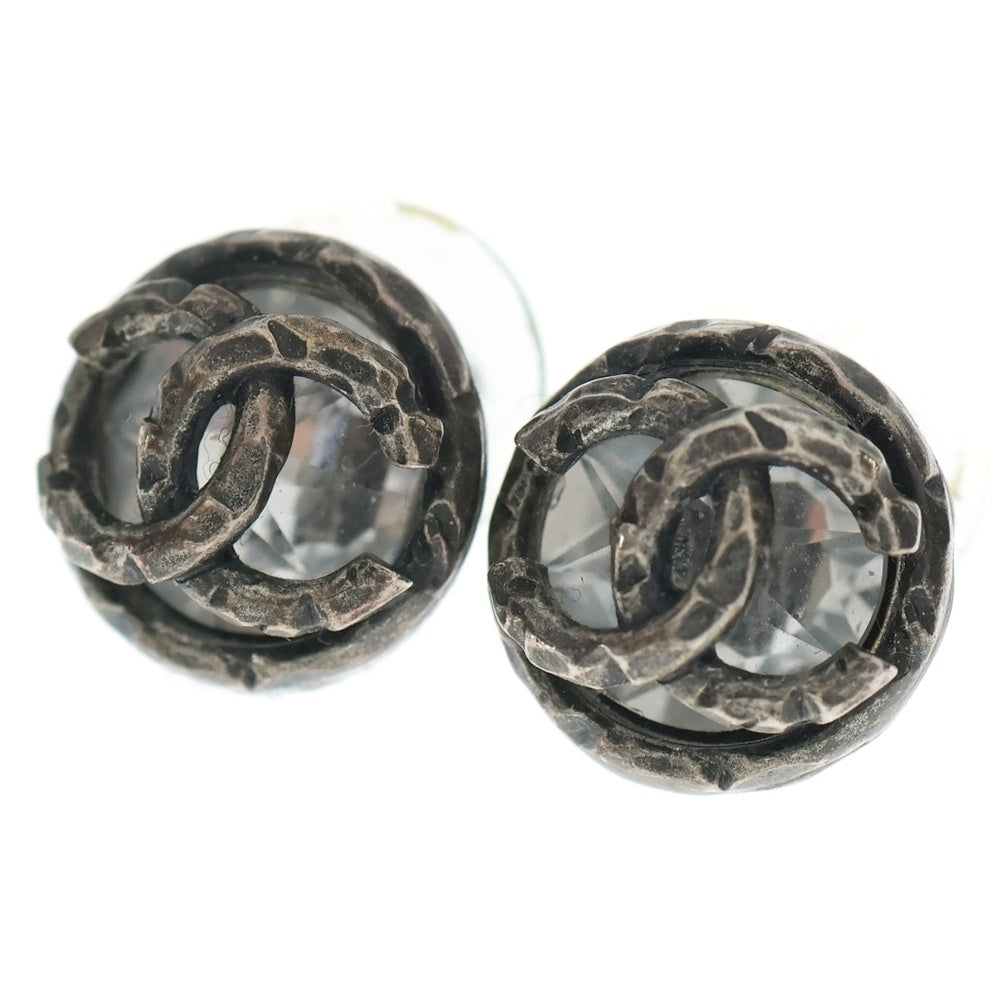 CHANEL(シャネル) Coco Round Metal Stud Earrings ココ ラウンドメタル スタッドイヤリング ピアス シルバー レディース