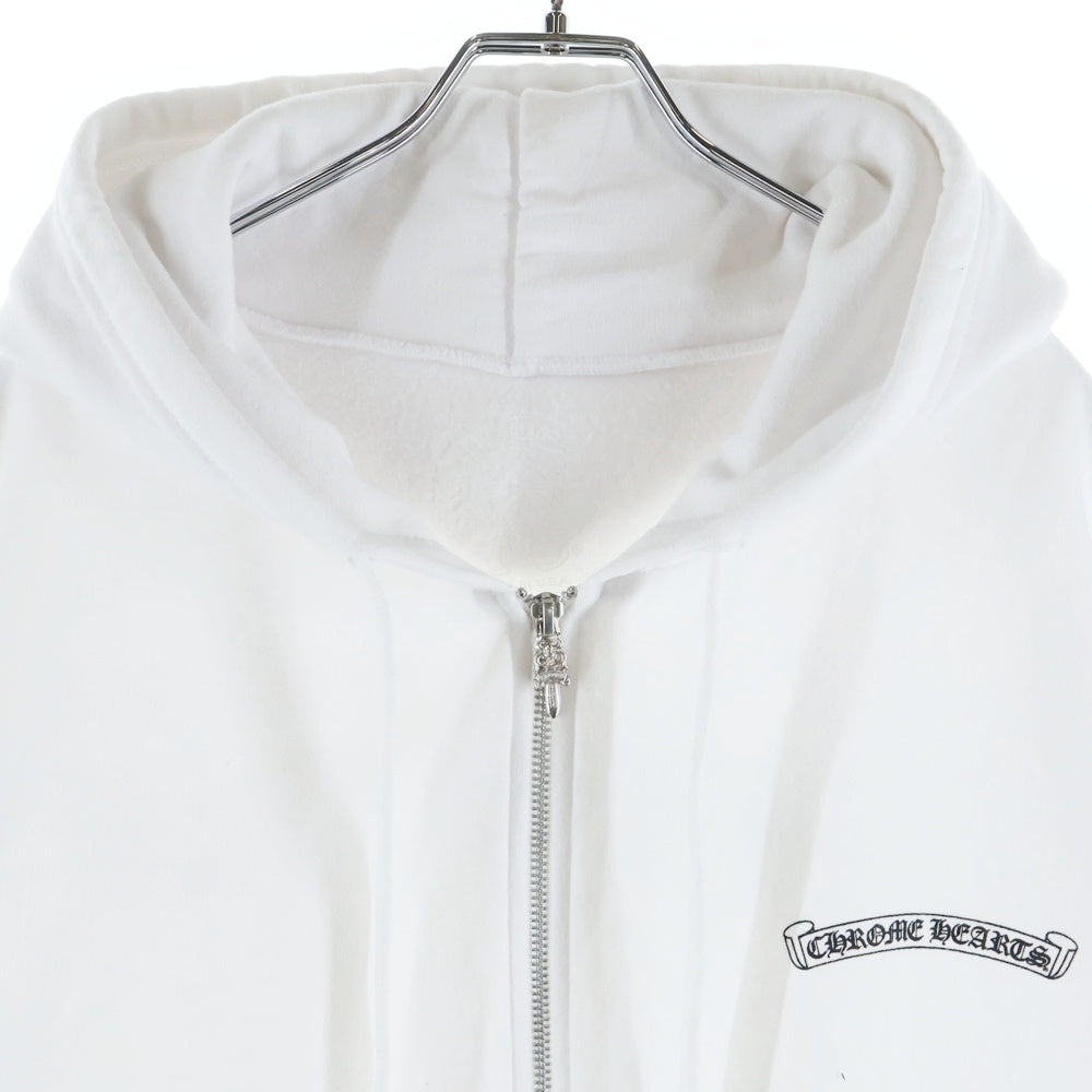 CHROME HEARTS(クロムハーツ) SWTSHRT HD ZIP バックスクロールラベルプリント ジップアップパーカー フーディー ホワイト