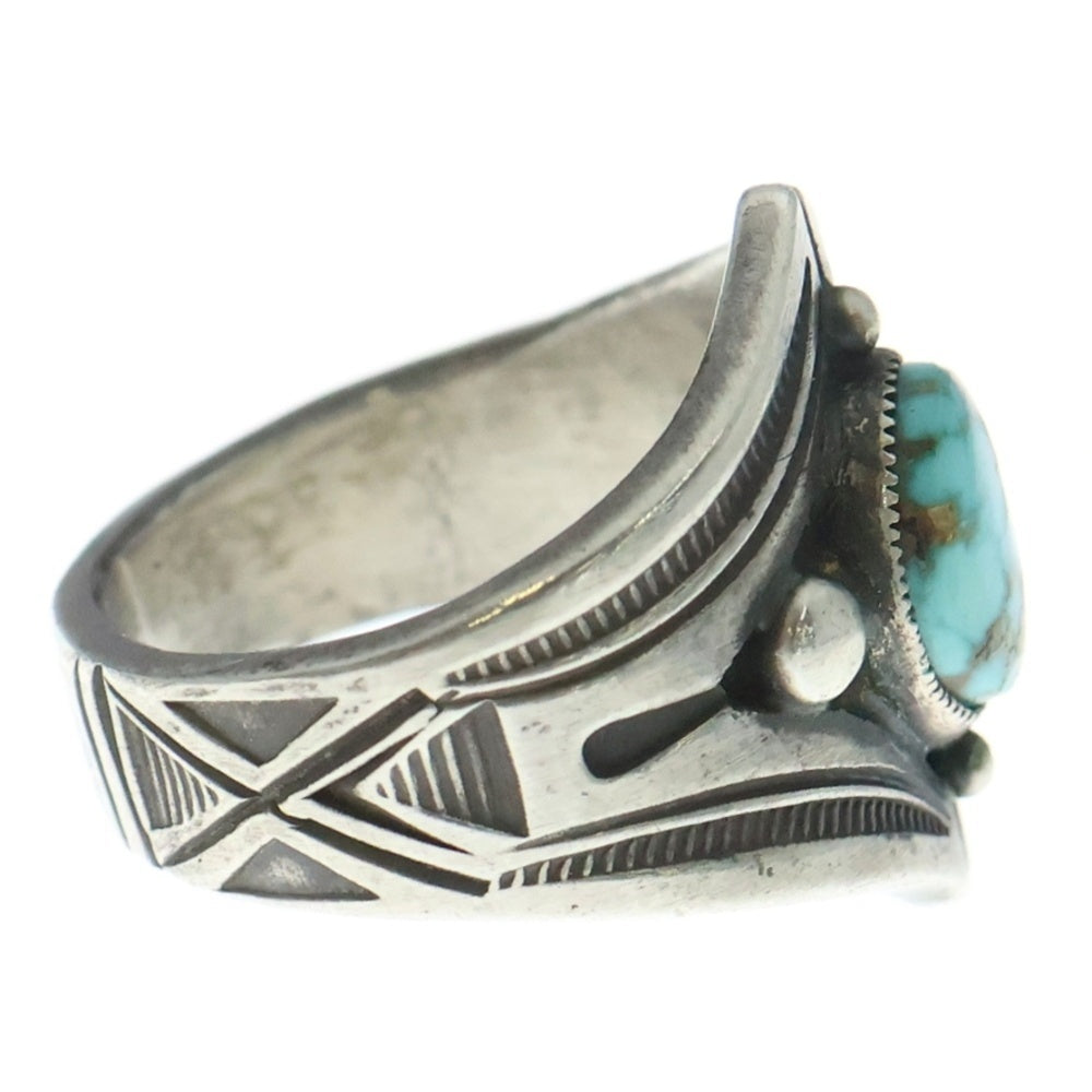 INDIAN JEWELRY(インディアンジュエリー) Calvin Martinez カルバンマーティンス NAJAVO ナバホ族 ターコイズリング ブルー/シルバー