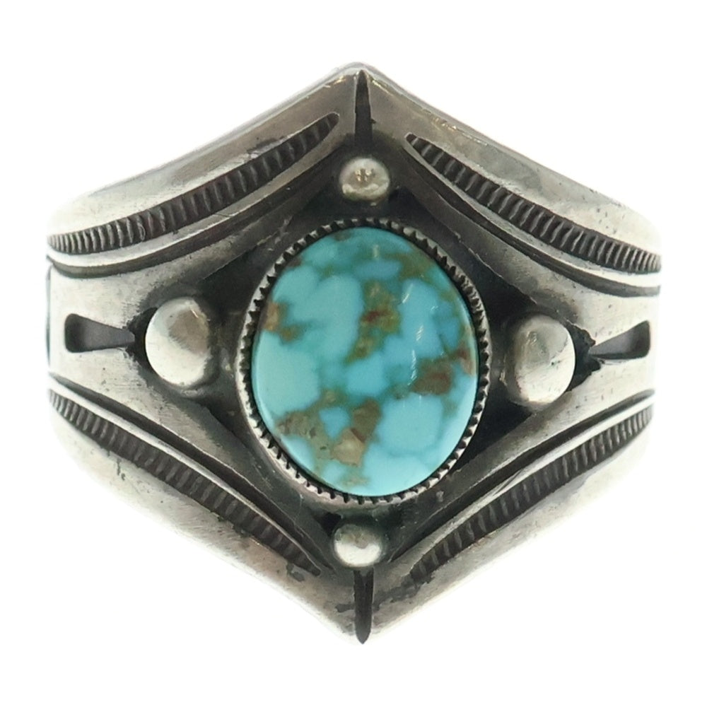 INDIAN JEWELRY(インディアンジュエリー) Calvin Martinez カルバンマーティンス NAJAVO ナバホ族 ターコイズリング ブルー/シルバー