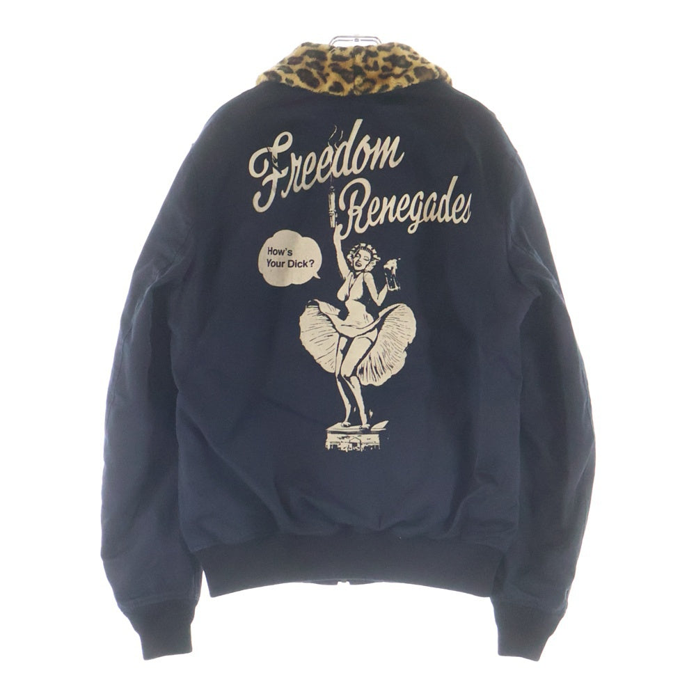 WACKO MARIA(ワコマリア) Leopard Boa Flight Jacket レオパード ボア フライト ジャケット バックプリント ブラック/イエロー