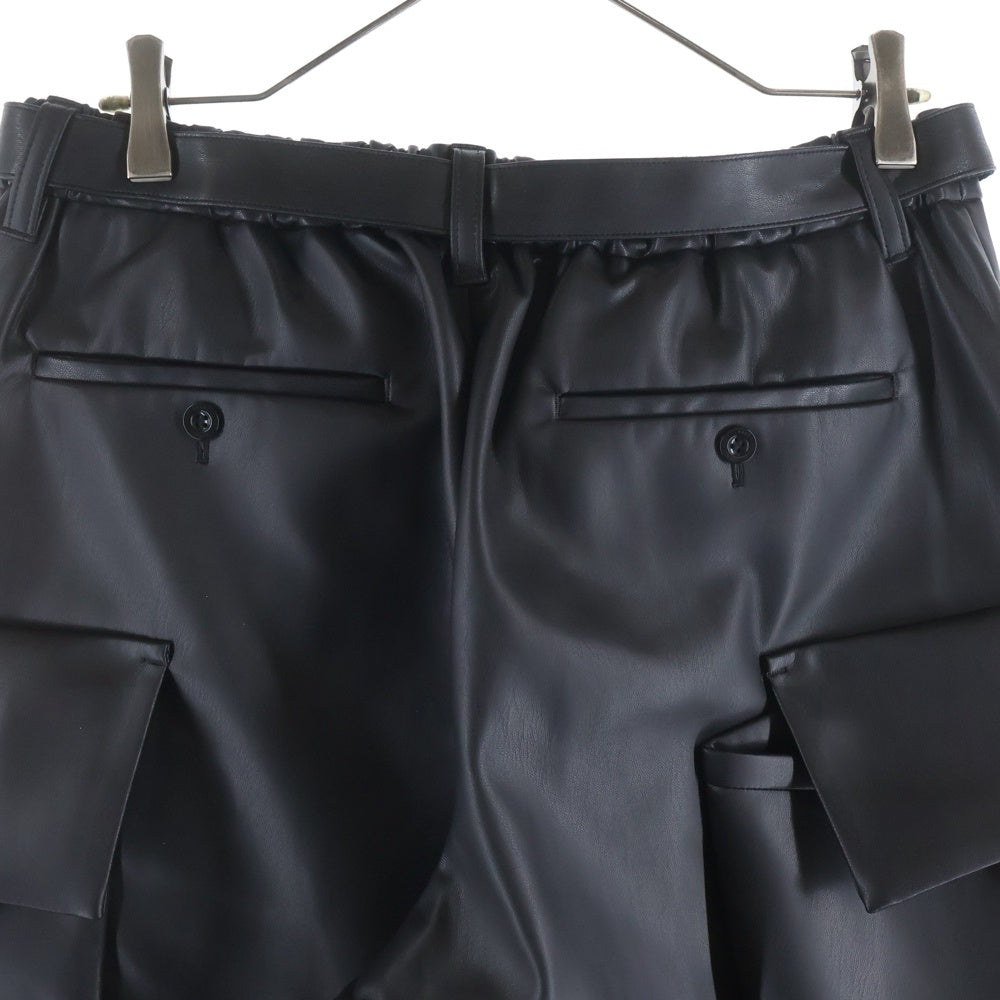 Sacai(サカイ) 25AW Faux Leather Pants 25-03750M サイドポケット レザー パンツ ブラック