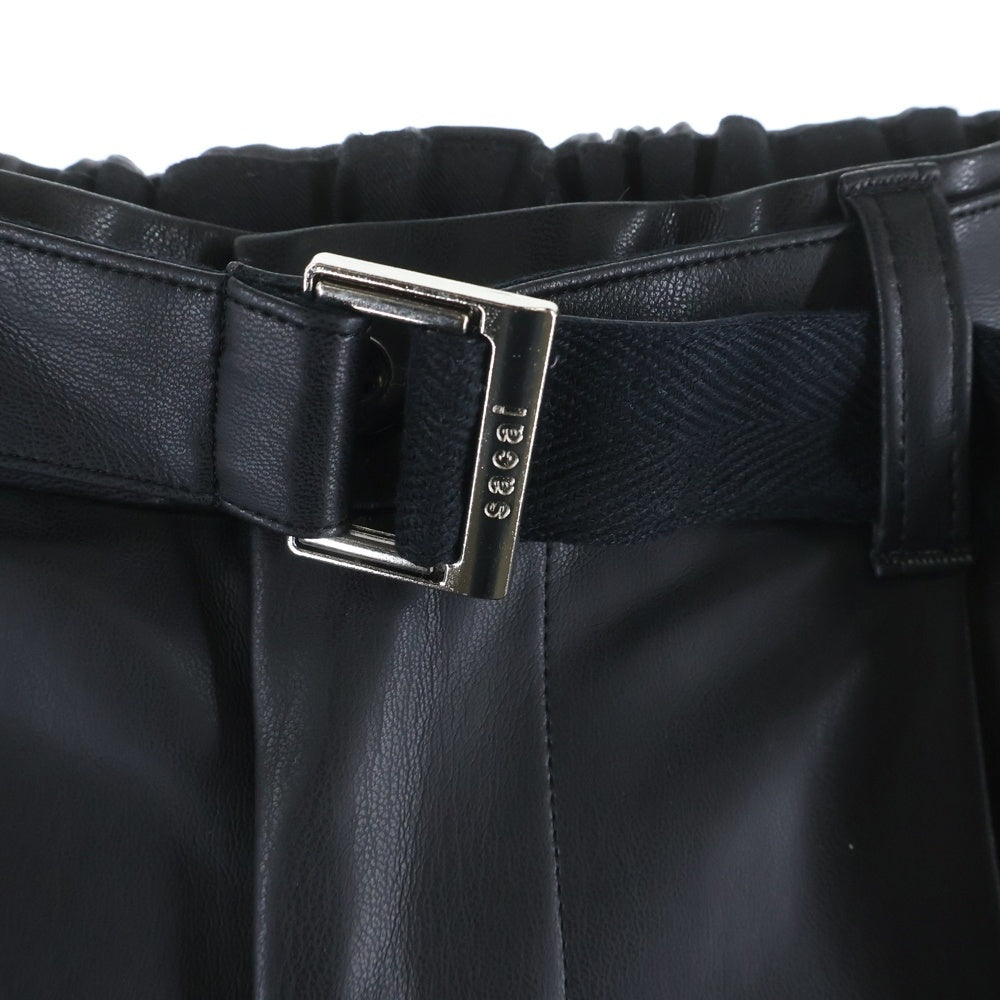 Sacai(サカイ) 25AW Faux Leather Pants 25-03750M サイドポケット レザー パンツ ブラック