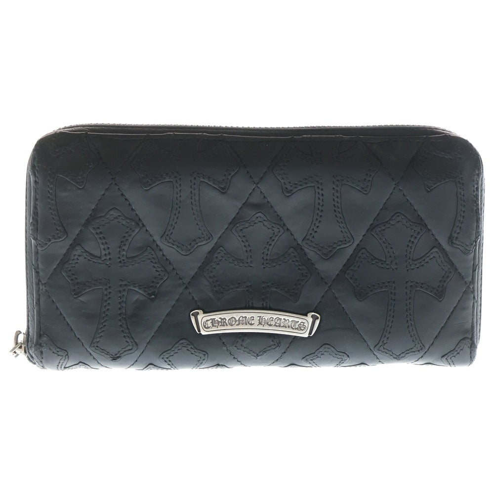 CHROME HEARTS(クロムハーツ) REC F ZIP QUILTED WALLET セメタリークロス キルティング レザーウォレット 財布 ブラック