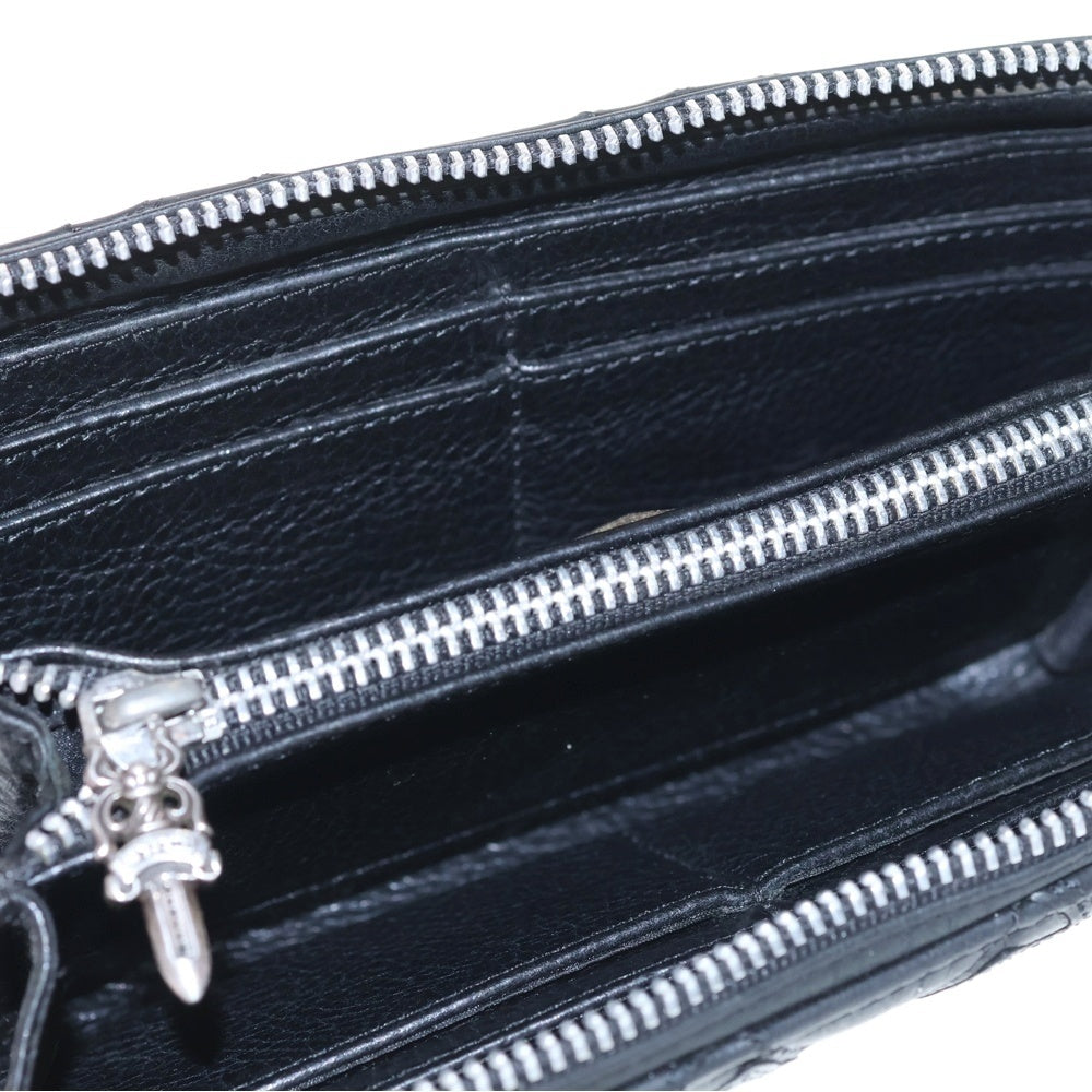 CHROME HEARTS(クロムハーツ) REC F ZIP QUILTED WALLET セメタリークロス キルティング レザーウォレット 財布 ブラック