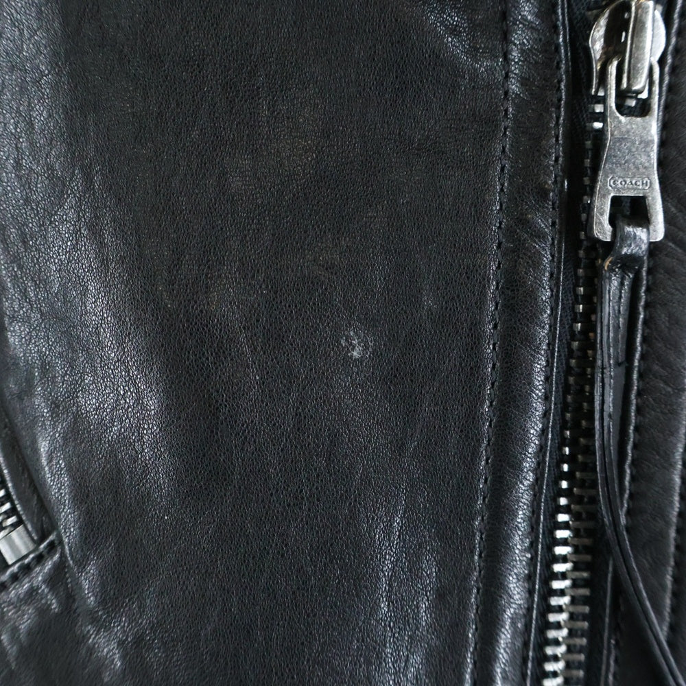 COACH(コーチ) ラムレザー ダブルライダースジャケット ブラック レディース