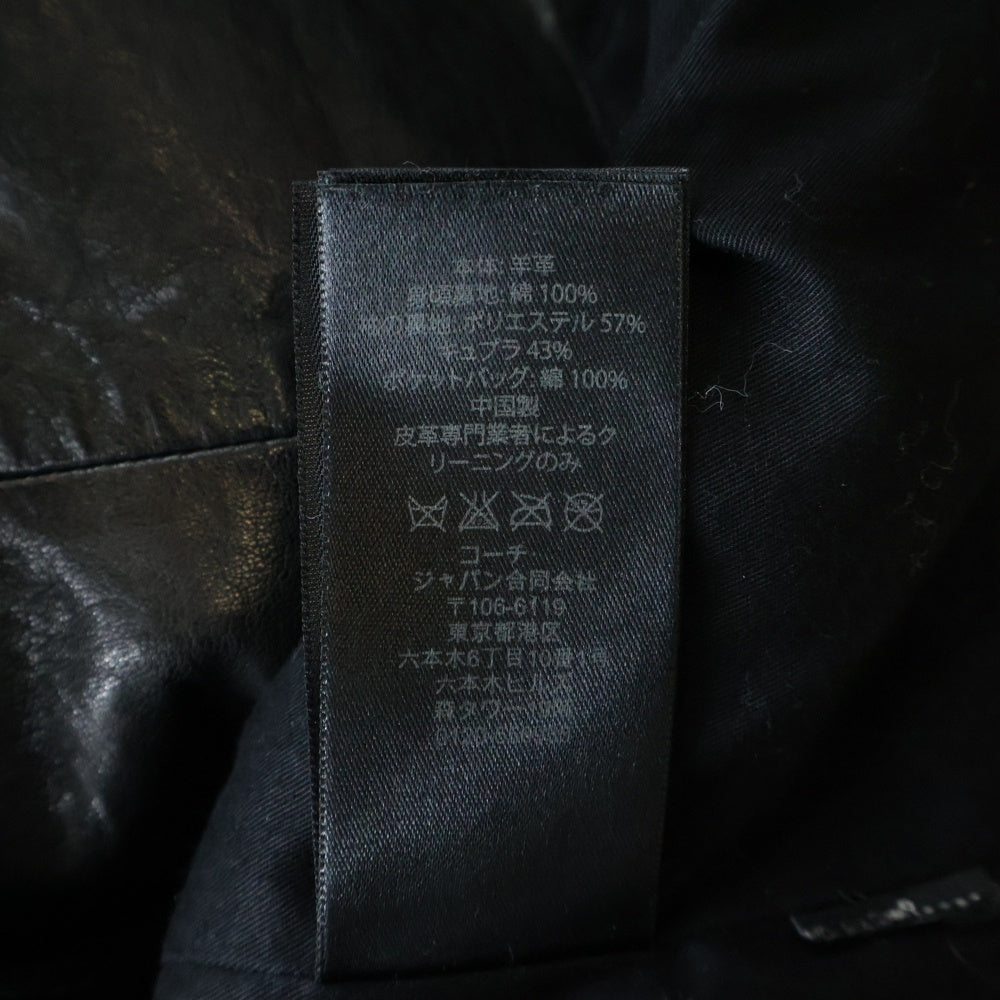 COACH(コーチ) ラムレザー ダブルライダースジャケット ブラック レディース