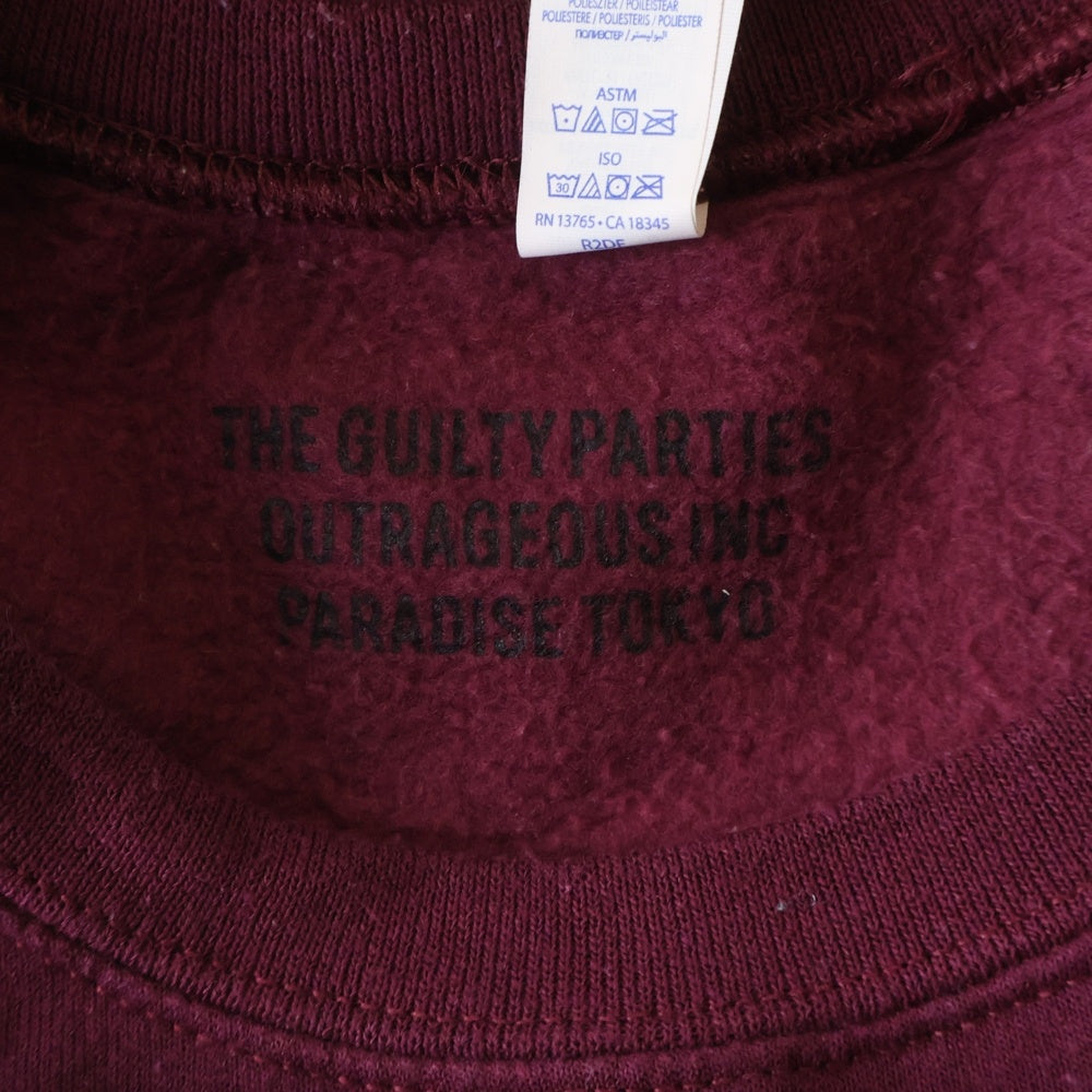 WACKO MARIA(ワコマリア) Crew Neck Sweat クルーネック スウェット コットン ボルドー