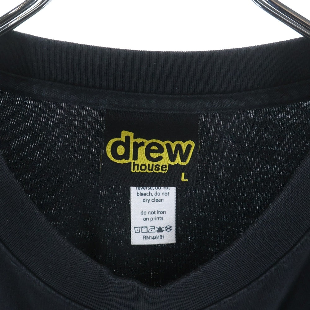 drew house(ドリューハウス) マスコットTシャツ フロントロゴ 半袖カットソー コットン ブラック