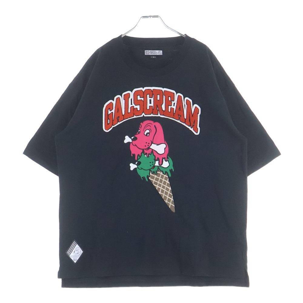 GALFY(ガルフィー) ビックロゴ 刺繍 とろけるわんわんTee 半袖カットソー ブラック