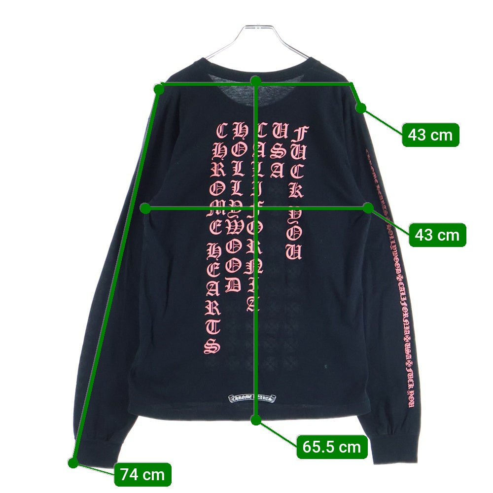 CHROME HEARTS(クロムハーツ) BACK LETTERING LOGO TEE バックレタリングロゴ 長袖Tシャツ カットソー ブラック/ピンク